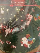 Bucilla Ho-Ho-Ho Santa  43" Round Felt Christmas Tree Skirt Kit 86168