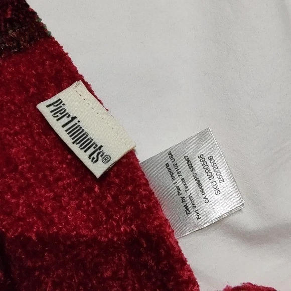 Pier 1 进口红色格子格子格子雪尼尔扔毯 50x70 圣诞假期 — 第 4/4 张图片