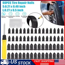 60PCS Car Vacuum Tire Repair Nail Rubber Screw Nails+ Screwdriver Tool Set w/Box