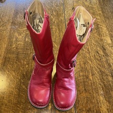 PePe Italian Red Leather 10 High Zip Up Girls Boots Euro 33 US 1.5 or 2