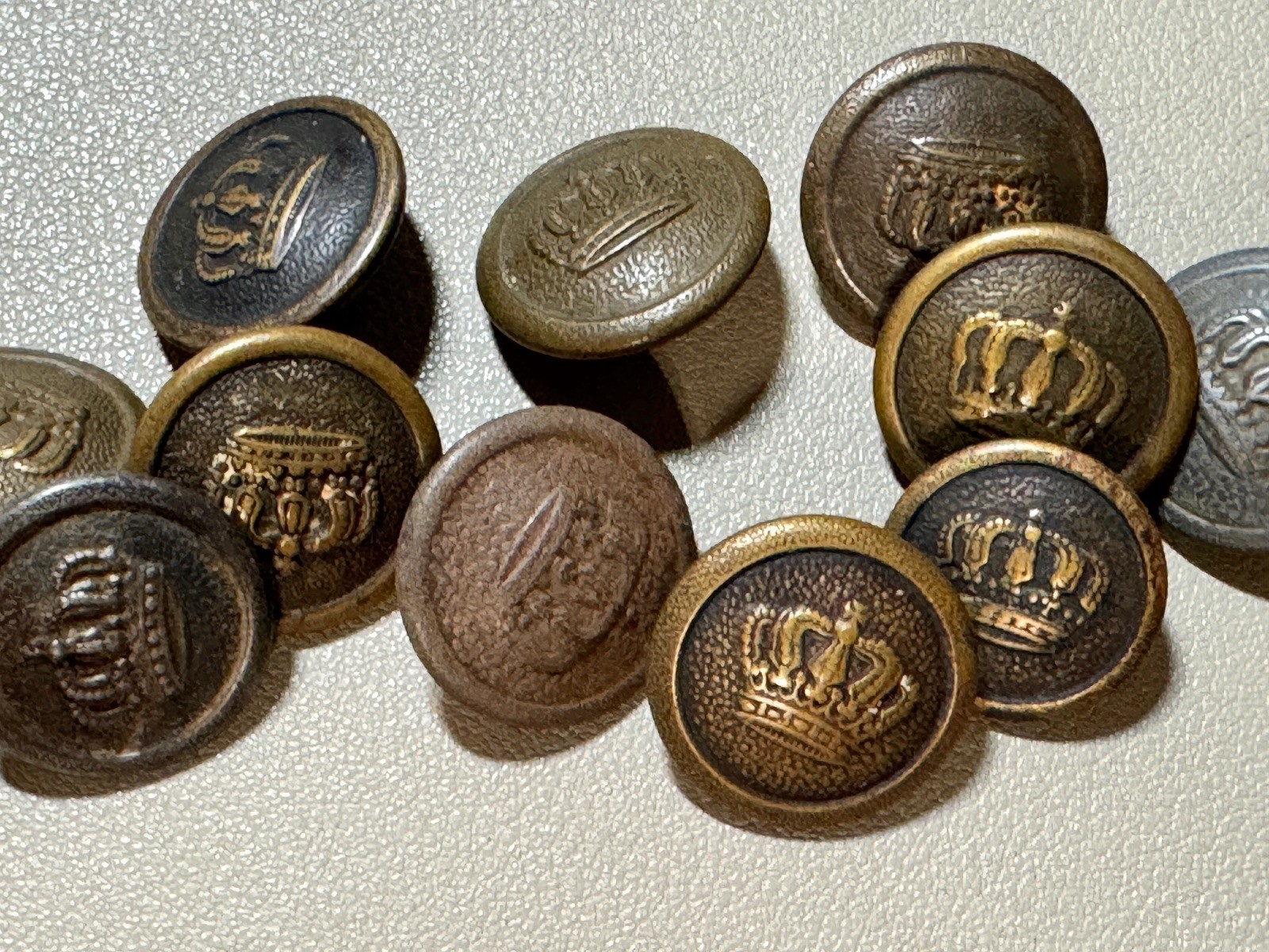 🇩🇪 WWI German M1910 Prussian Crown Uniform Buttons Lot – Original Set