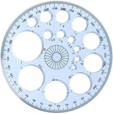 Round Protractor 360 Degree White Plastic Full Circle Template 16 Sizes Draw