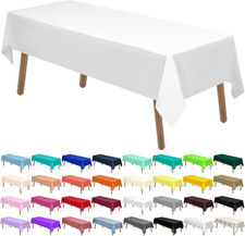 White Plastic Tablecloths 2 Pack Disposable Table Covers 54 x 108 Inch Bridal Sh