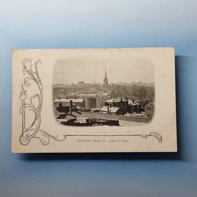 Norwich Norfolk Postkarte um 1905 Echtfoto Dachansicht St James Hall