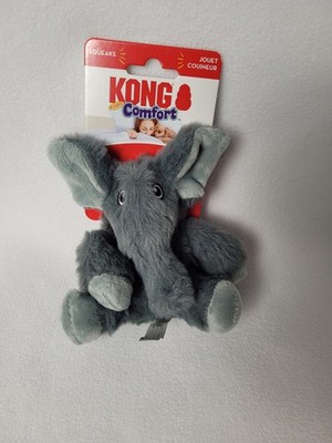 KONG Kiddos Comfort Elephant Dog Toy Gray XS Cuddle Activity, Small Breed