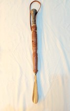 24" Long Handle Wooden Shoe Horn Leather Dressing Aid Handmade Traditional