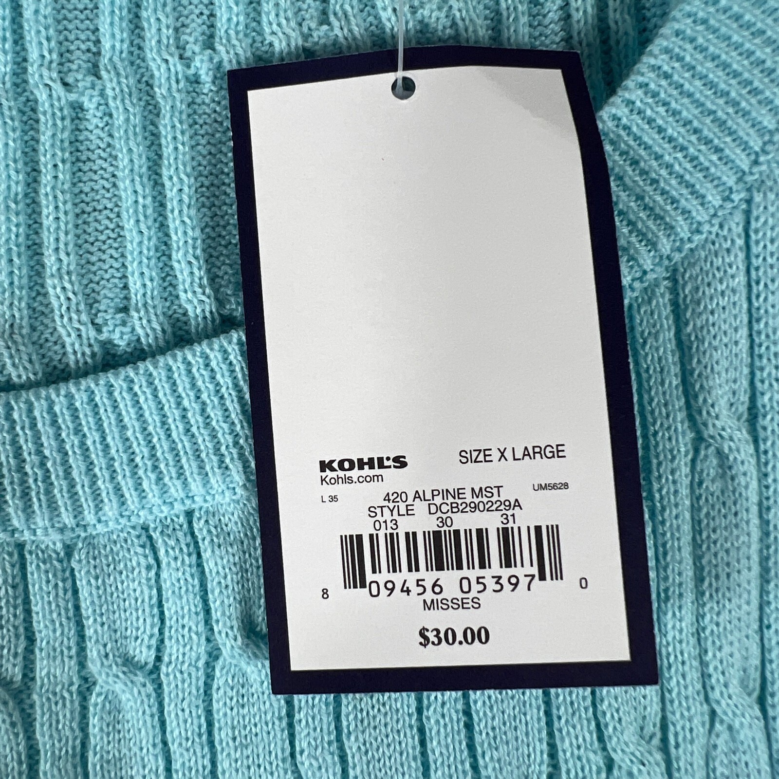 Croft & Barrow Cable Knit Sleeveless Sweater Womens XL Blue Cottage Twee Fairy