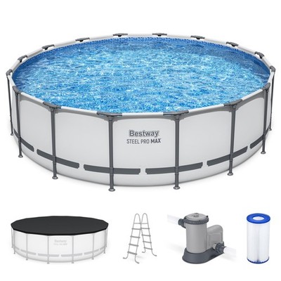 Bestway Steel Pro MAX 16'x48'' Round Above Ground Swimming Pool with Pump & Cover