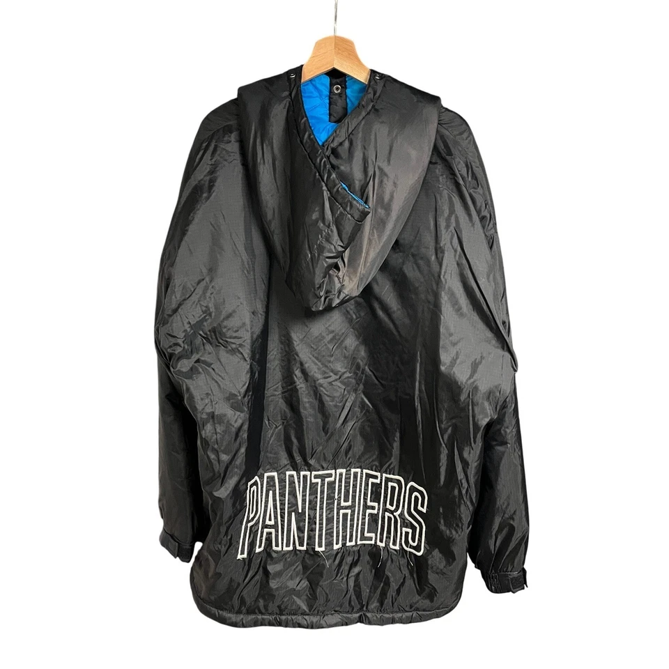 Винтажный 90-х Carolina Panthers NFL игры день пуловер Anorak куртка мужчин L черный синий - Изображение 2 из 4