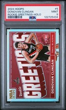 2024 PANINI NBA HOOPS ROOKIE GREETINGS HOLO #5 DONOVAN CLINGAN PSA 9