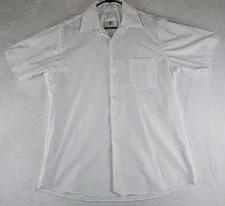 Van Heusen Mens Half Sleeve Button Up Shirt White  Size 16 Poplin Wrinkle Free