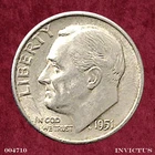1951-S Roosevelt Dime (Circulated) Grade: AU