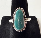 Vintage Navajo Ring 925 Sterling Silver Size 7 Natural Turquoise Artist Signed