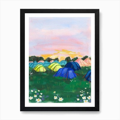Lets Go Camping Kunstdruck gerahmt Wandbild Poster Leinwanddruck Bild