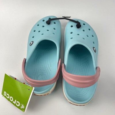 Crocs Crocband Clogs Ice Blue White Relaxed Fit M5 W7 Classic Sandals NWT
