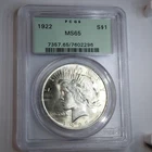 1922 PCGS MS65 Peace Dollar $1 Philadelphia 90% Silver Uncirculated Coin