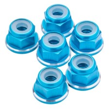 1UP Racing Aluminum M3 Flanged Locknuts Bright Blue 6pcs 80518