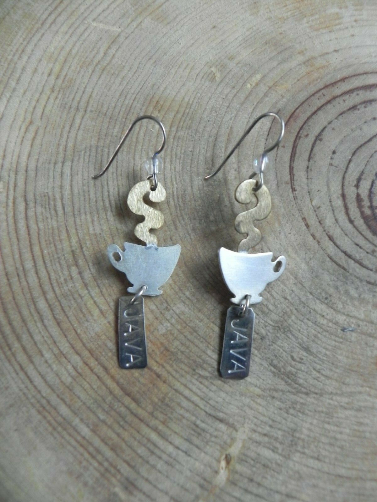 Sterling Silver & Brass COFFEE CUP JAVA Necklace … - image 4