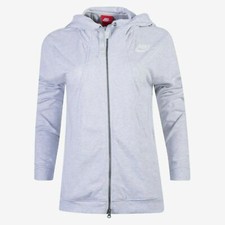 NEW WOMEN S NIKE LONG-SLEEVE GYM CLASSIC FULL ZIP HOODIE IN WHITE / LIGHT GRAY