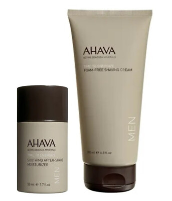 AHAVA Men's Foam Free Shaving Cream 200ml &Soothing After-Shave Moisturizer 50ml