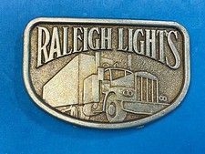 Vintage 1980'S  Raleigh Lights Belt Buckle Cigarette Advertising Trucker