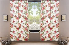DaDa Bedding Set of 2-Pieces Romantic Roses Floral Sheer Window Panel Curtains