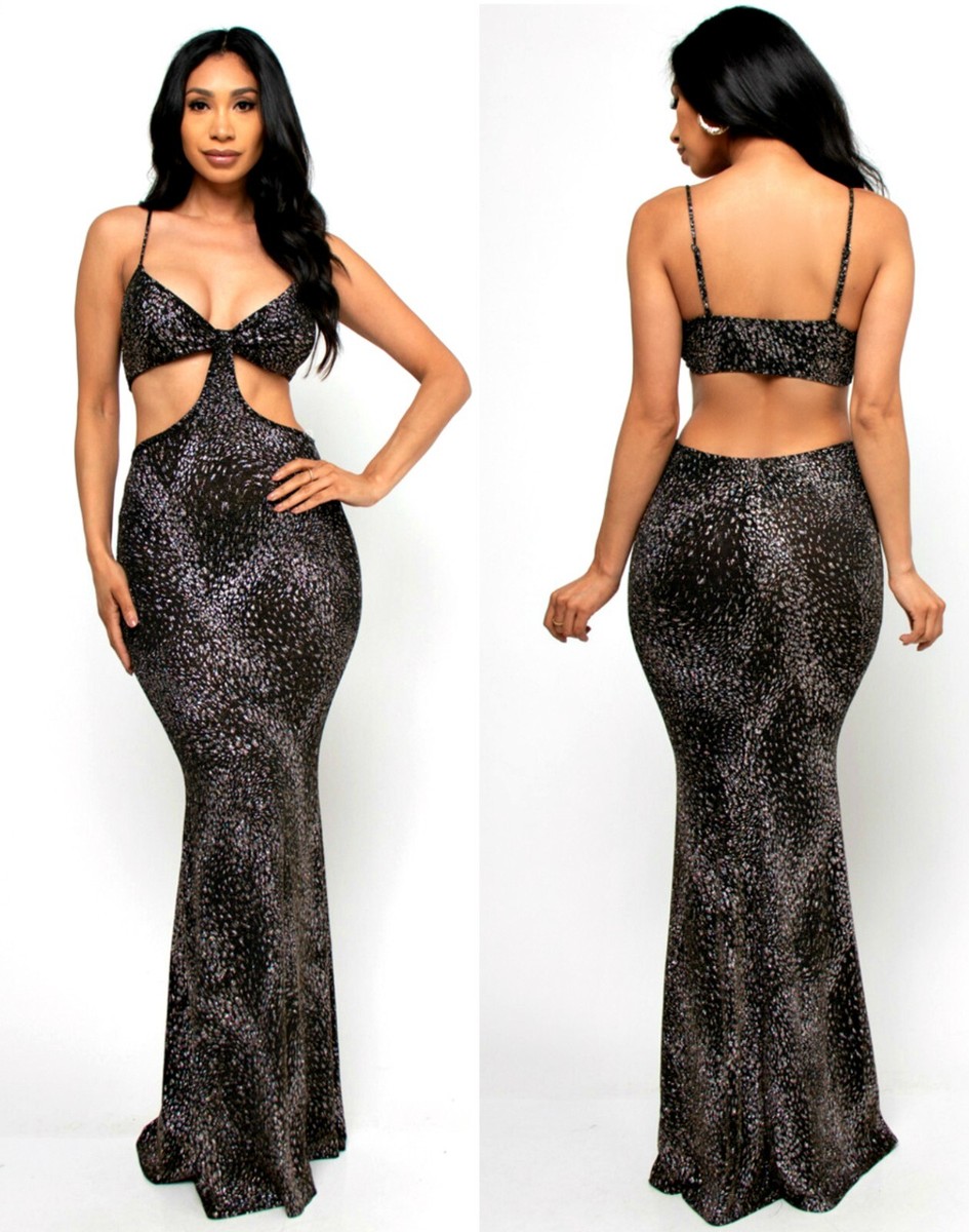 Day&Night Mermaid Glitter Cut-out Club Party Prom Maxi Dress,USA made, S,M,L
