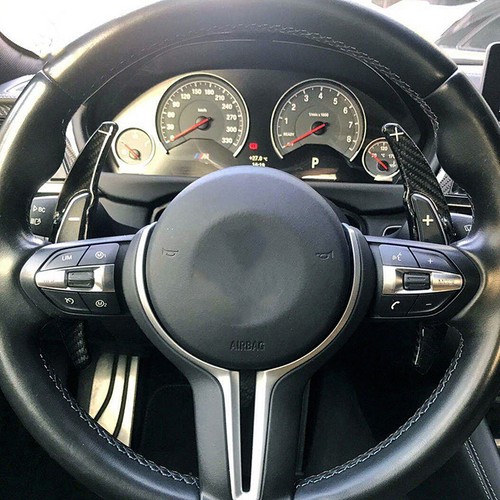 2x Black Carbon Fiber Steering Wheel Paddle Shifter For BMW M2 M3 M4 X5 X5M X6M - Picture 6 of 10