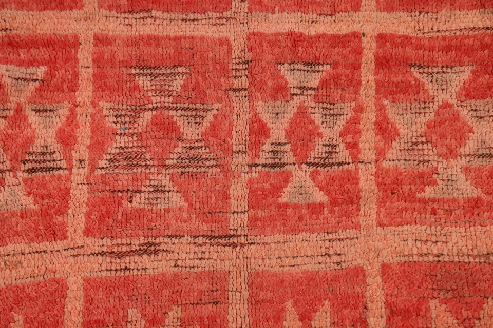 Старинный племенной геометрический подлинный марокканский восточный небольшой ковер шерсть ручной работы 4x6 - Изображение 4 из 4