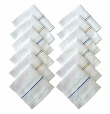 100 Cotton Premium Collection Handkerchiefs Pack of 12 White Color