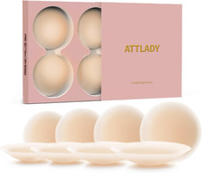 Nipple Covers No Show 4 Pairs- Reusable Seamless Pasty Sticky Adhesive Silicone