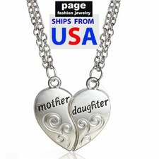 2pcs- Set Mother Daughter Pendant 18" Necklace Stainless Steel Heart Jewelry