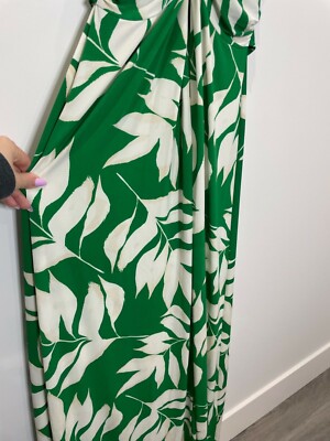 Eliza J Twist Front Leaf Pattern Sleeveless Maxi Dress White Green - Size 4  | eBay