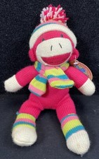 Dan Dee Collectors Choice Plush Sock Monkey with Scarf Pink Stufed Animal NWT