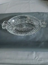 Anchor Hocking Vintage Pressed Glass Oval Divided Pickles Relish Dish Pre-owned