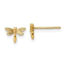 Real 14kt Yellow Gold Madi K Dragonfly Post Earrings