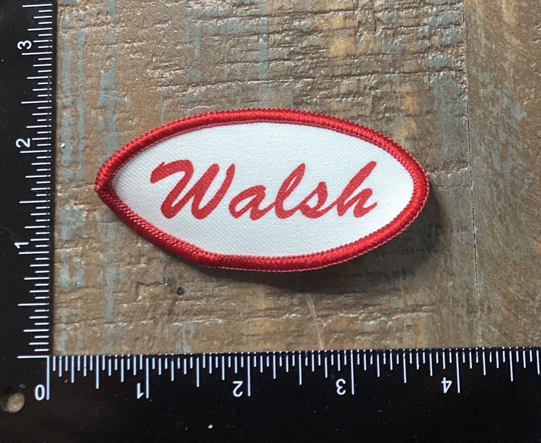 Camisa de trabajo vintage con etiqueta con nombre WALSH uniforme de trabajo parche impreso para planchar rojo