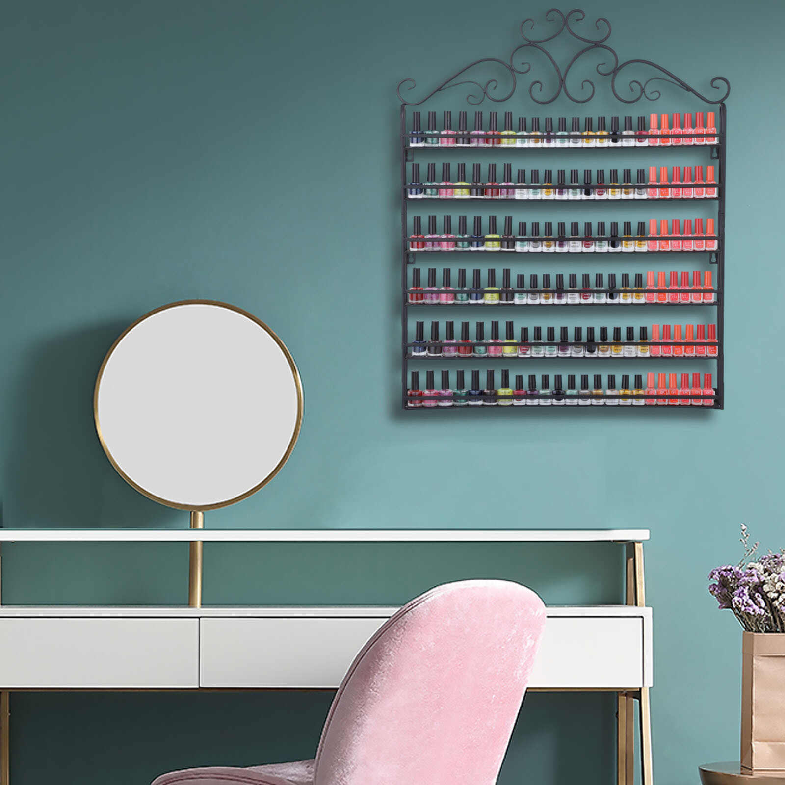 6 TIER Metal Nail Polish Racks Organizer Shelf Black for Home Salon Business Spa