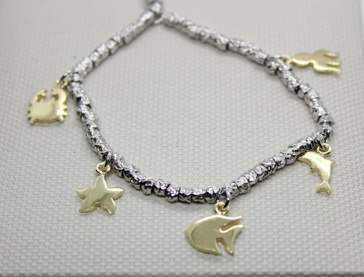 BRACCIALE DODO STYLE LINE MARE ARGENTO CHARMS DORATI CM 18 EXPLOIT