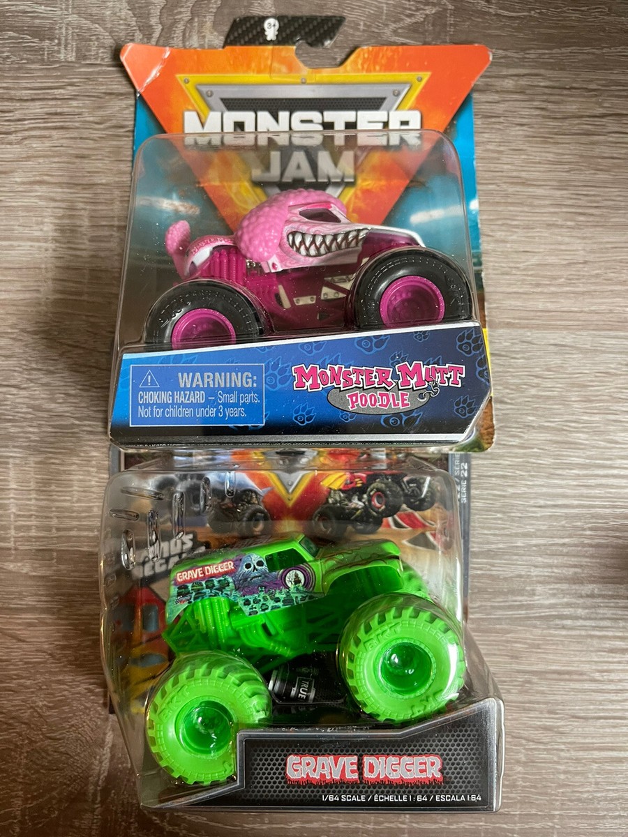 Monster Jam Grave Digger Series 10/22 & Monster Mutt Poodle Spin