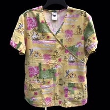 Disney Medium Yellow Scrub Lady The Tramp Short Sleeve