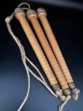 3 Vtg Wooden Weaving & Spinning Spools/Bobbins, 9”, Decorative/Wind Chimes EUC