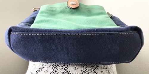 Franco Sarto Blue Green Canvas Purse Crossbody Bag Adjustable PU Trim Colorblock - 第 10/10 張圖片