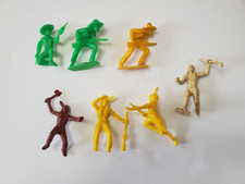 Vintage Plastic Toy Cowboys Indians Figures Marx Tim Mee Lot Of 7