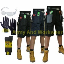 Blackrock Mens Workman Tuff Cargo Work Short Combat Pant FREE GLOVES SPECS SOCKS