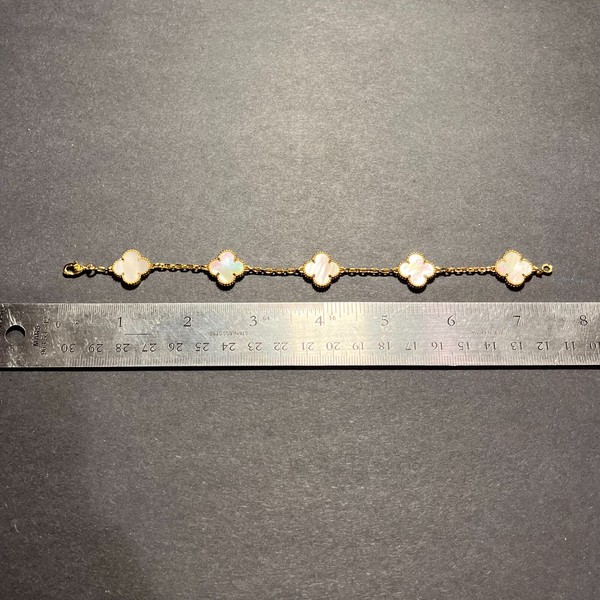 Alternate view of 18k Gold Plated Mother Pearl Lucky Bracelet 7.5"