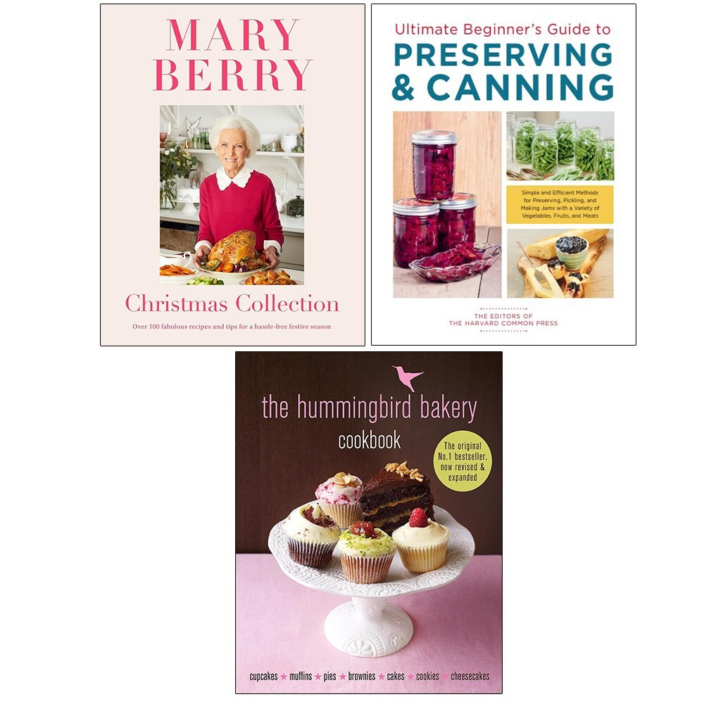 Mary Berry's Christmas,Hummingbird Bakery Cookbook HB,Preserving Canning 3 Books