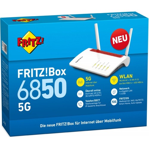 AVM FRITZ!Box 6850 5G WLAN Router weiß/rot LTE Digital-DECT Firewall-Funktion - Bild 3 von 5