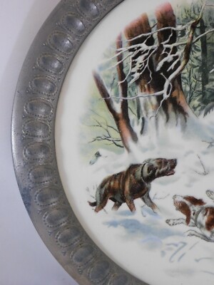 Plat en faïence de Gien décor chasse Rambouille