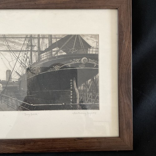 Rara acquaforte firmata ANTHONY DYSON ARTIST PROOF da 4 di 10 ~ "DRY DOCK" incorniciata - Foto 2 di 9